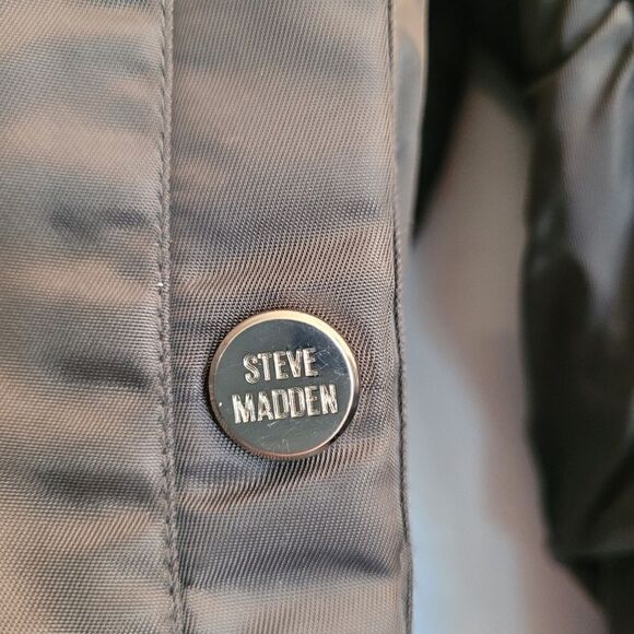 STEVE MADDEN parachute Bomber Satin jacket side zip teddy bear fleece lining, - Picture 5 of 13